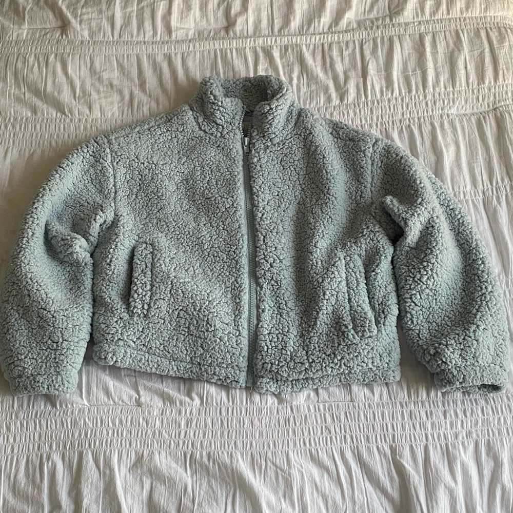 PACSUN LA HEARTS Light Blue Sherpa Cropped Zip-up Women’s Extra-small/Small